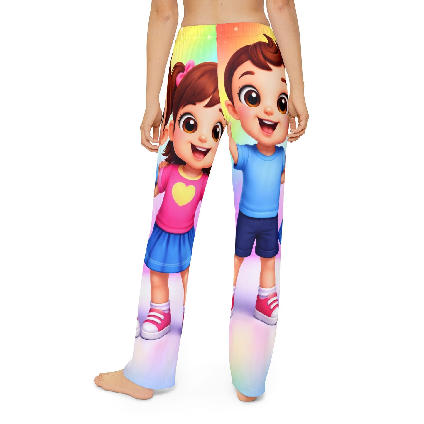Kids Lounge Pants — Colorful Cartoon Brother & Sister Graphic Pajama Bottoms