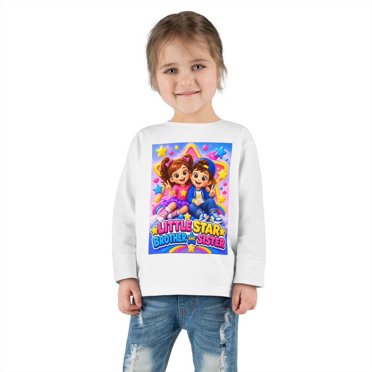 Little Star Brother & Sister Toddler Long Sleeve Tee — Cute Sibling Matching Shirt