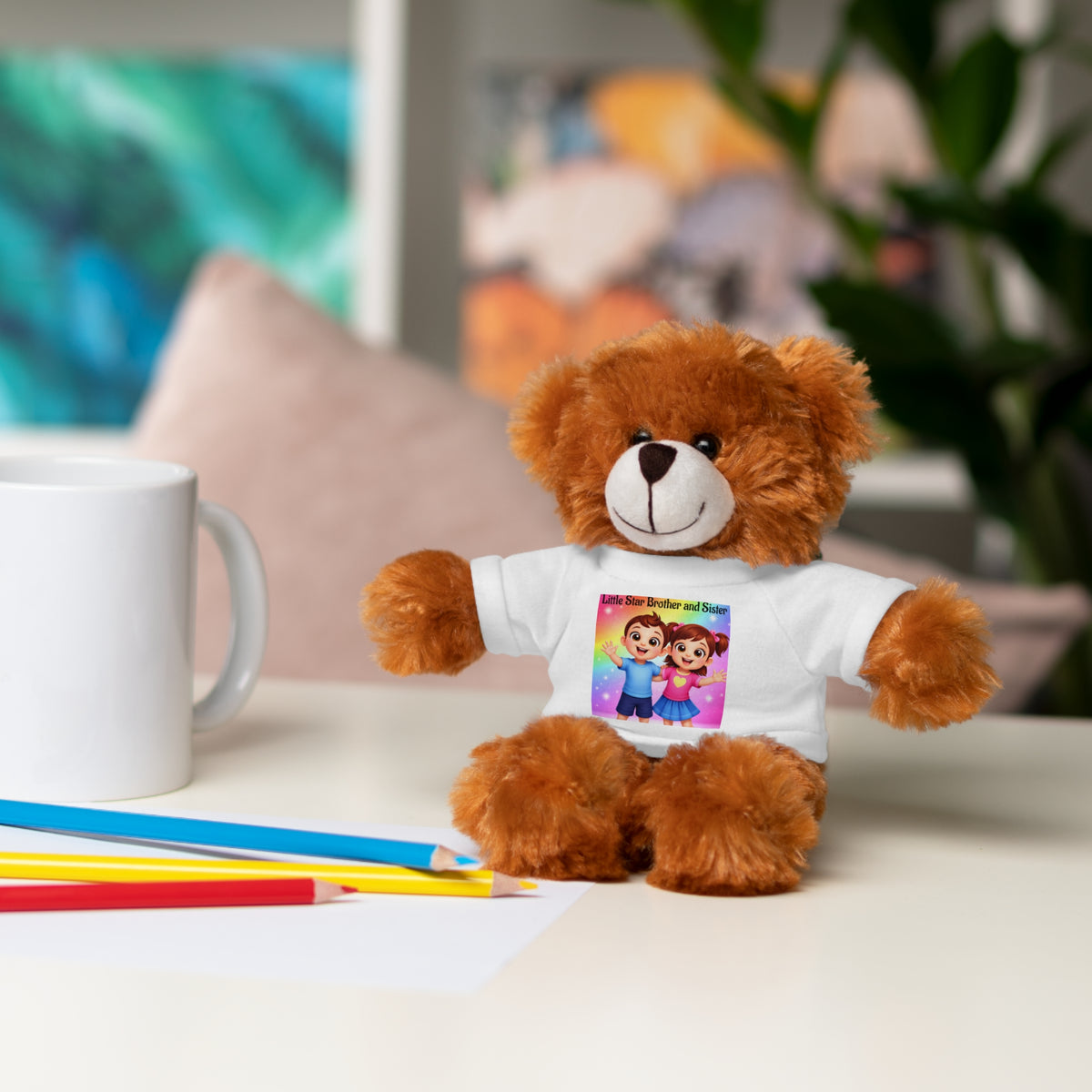 Sibling Love Teddy Bear with 'Brother and Sister' Tee