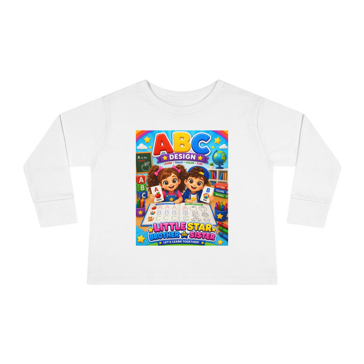 ABC Design Toddler Long Sleeve Tee — "Little Star" Siblings Back-to-School Shirt