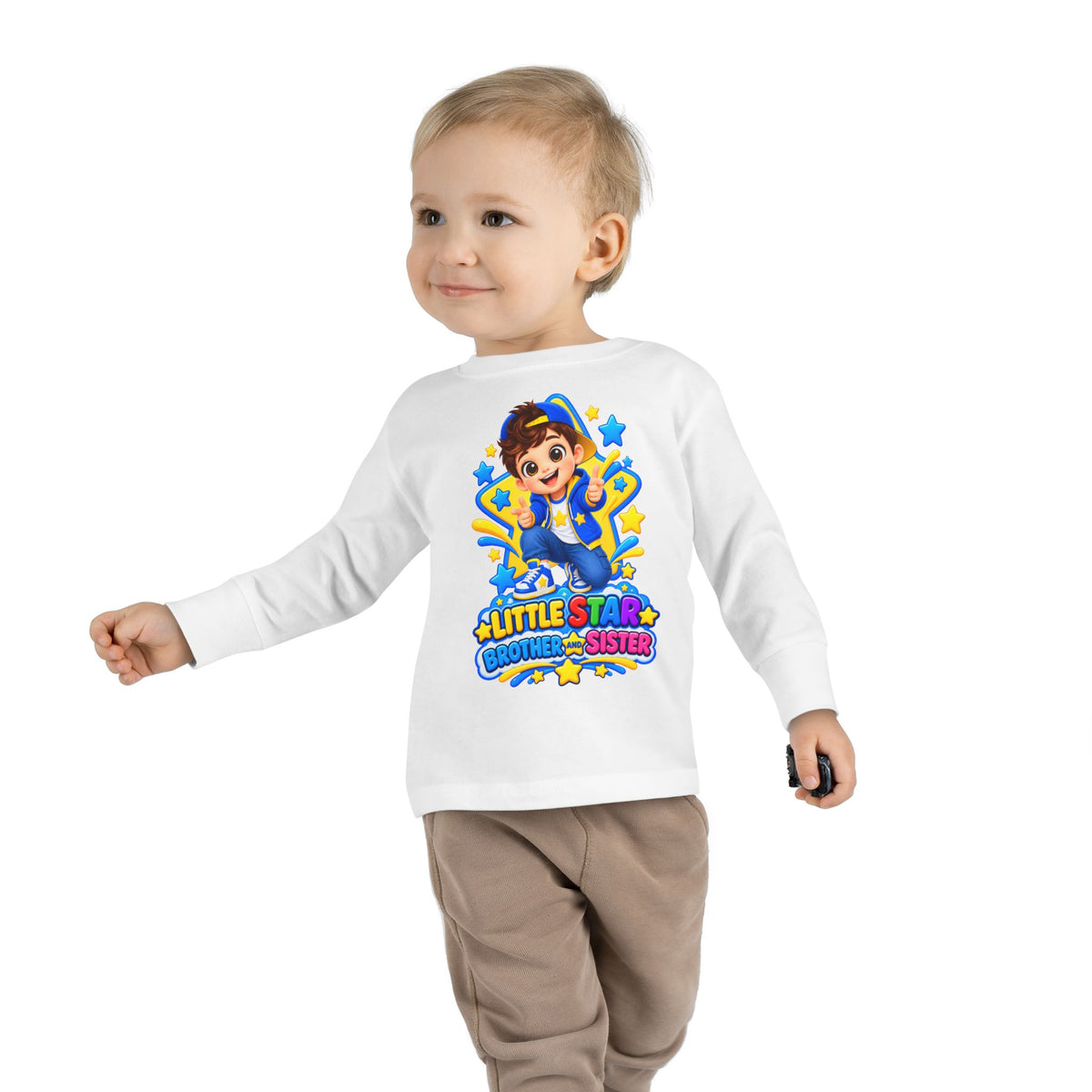 Toddler Long Sleeve Tee — "Little Star Brother & Sister" Cute Cartoon Kids Shirt