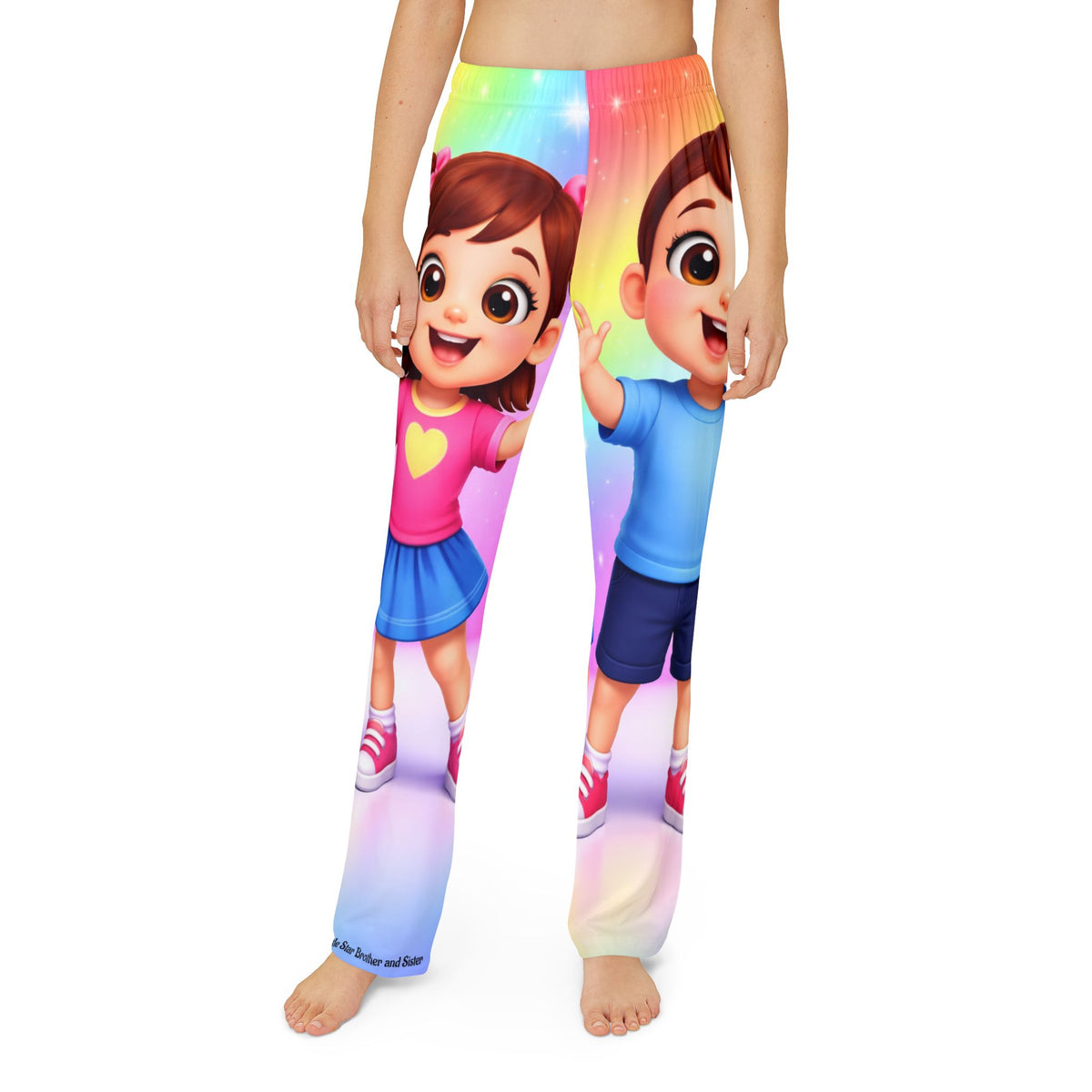 Kids Lounge Pants — Colorful Cartoon Brother & Sister Graphic Pajama Bottoms