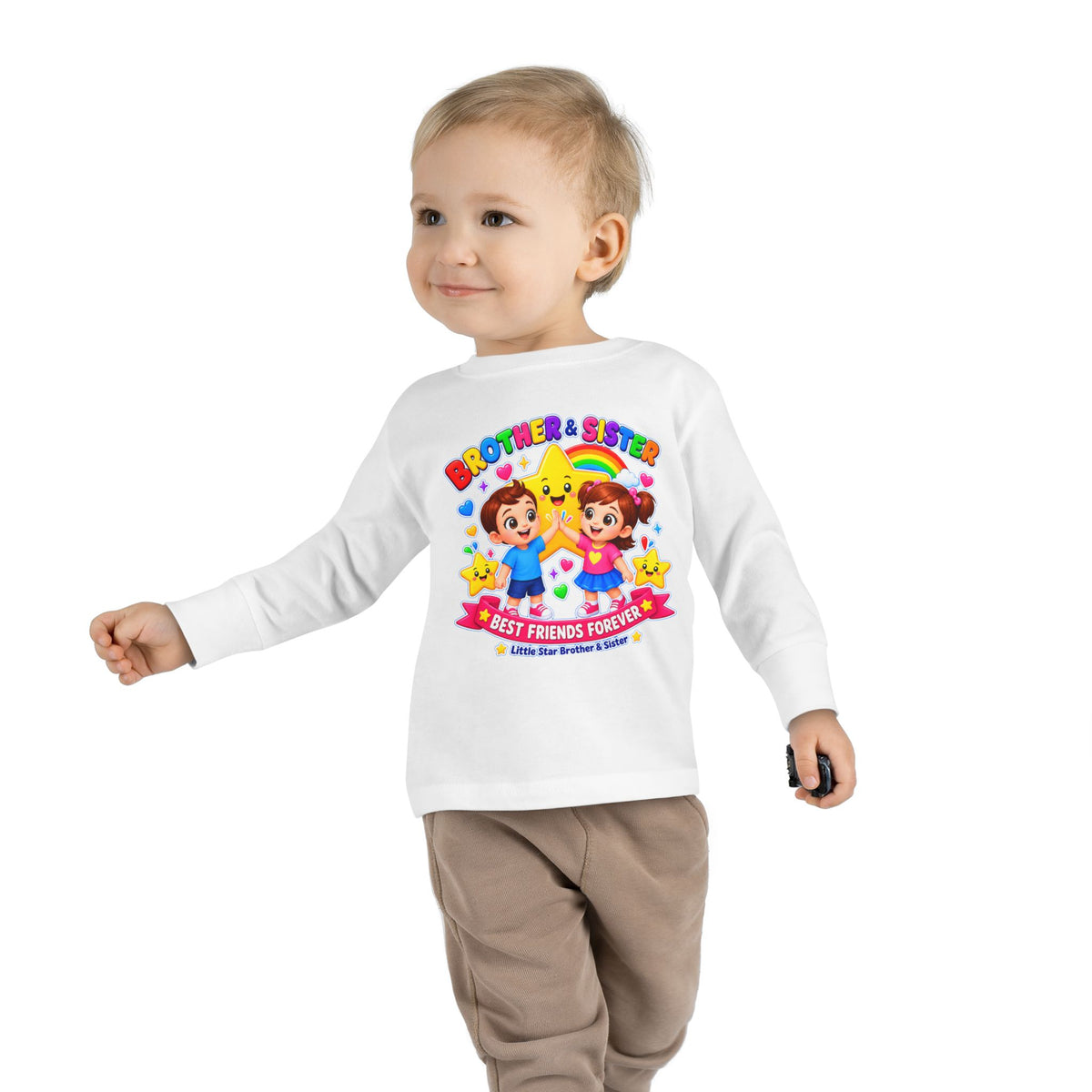 Brother & Sister Toddler Long Sleeve Tee — "Best Friends Forever" Sibling Shirt