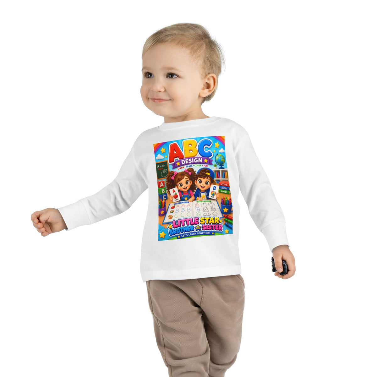 ABC Design Toddler Long Sleeve Tee — "Little Star" Siblings Back-to-School Shirt