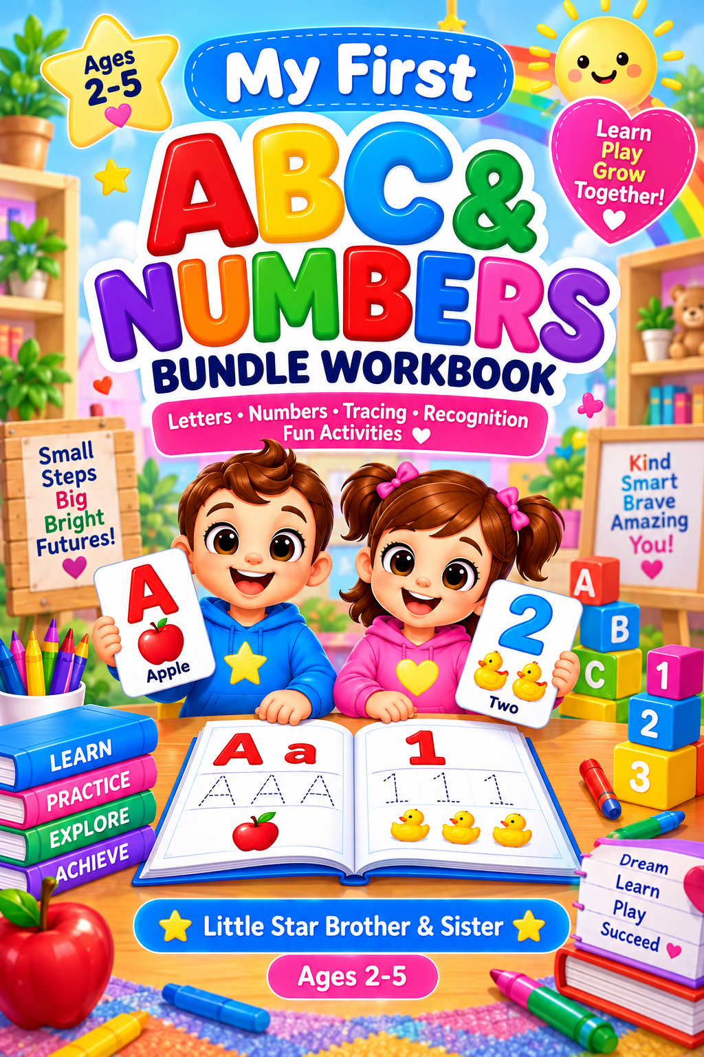ABC + Numbers Preschool Learning Bundle | 2 Printable Workbooks for Kids Ages 2–5ital product