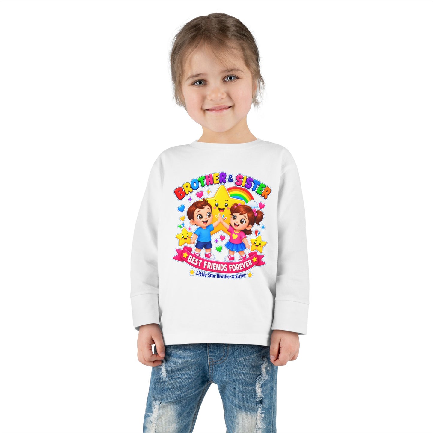 Brother & Sister Toddler Long Sleeve Tee — "Best Friends Forever" Sibling Shirt