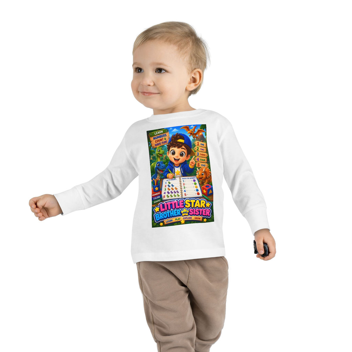 Toddler Long Sleeve Tee — "Little Star Brother & Sister" Colorful Kids Graphic Tee
