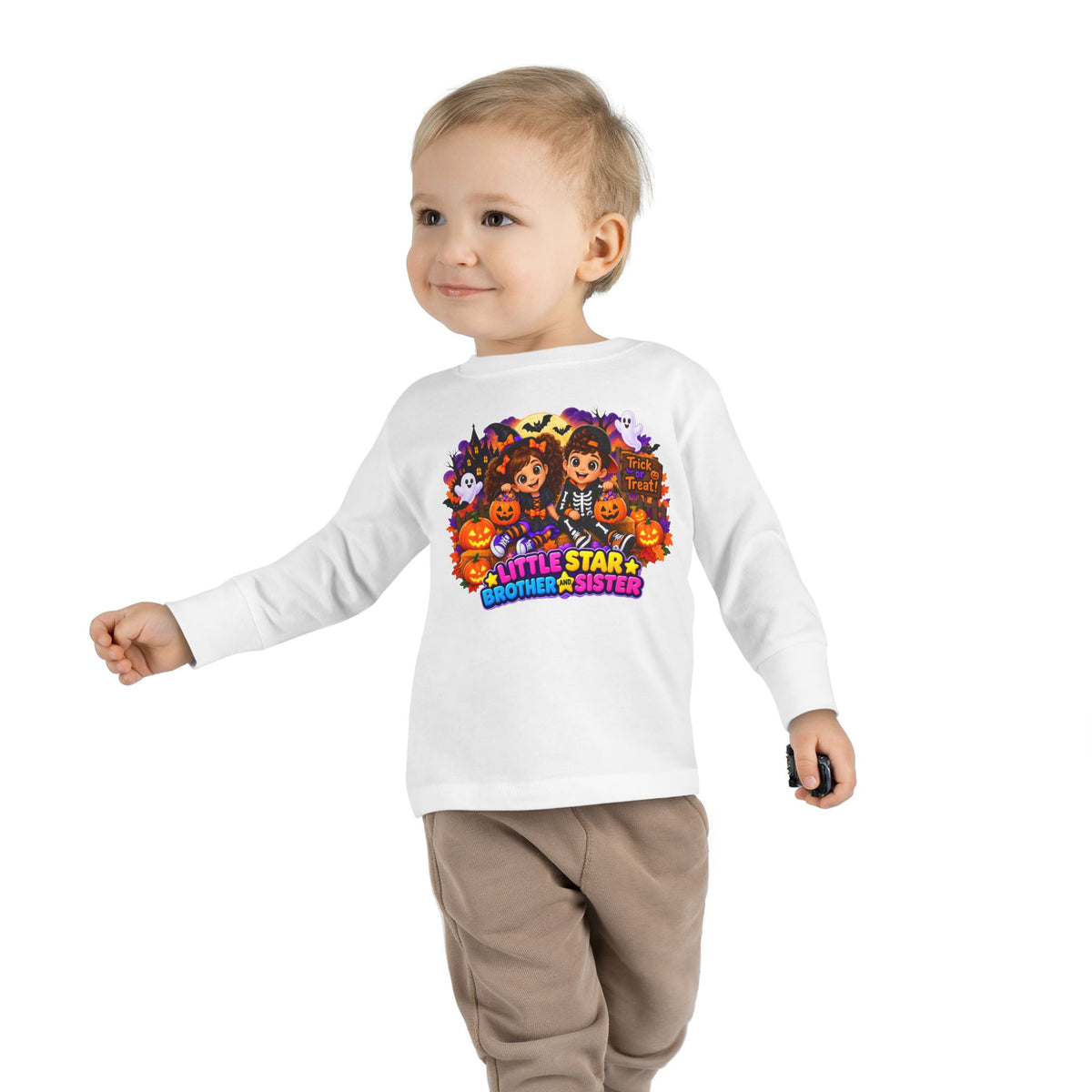 Toddler Long Sleeve Tee — 'Little Star Brother & Sister' Halloween Siblings Shirt