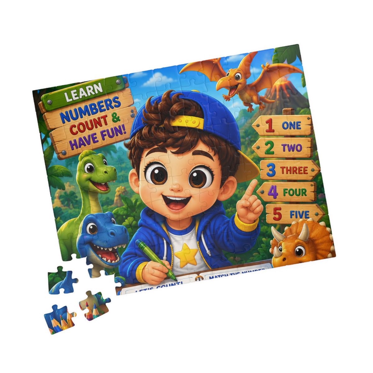 Kids' Dinosaur Numbers Puzzle — Learn Numbers, Count & Have Fun (110–1014 pcs)