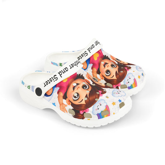 Kids' Cartoon Brother & Sister EVA Clogs — Cute Rainbow Cloud Slip-Ons