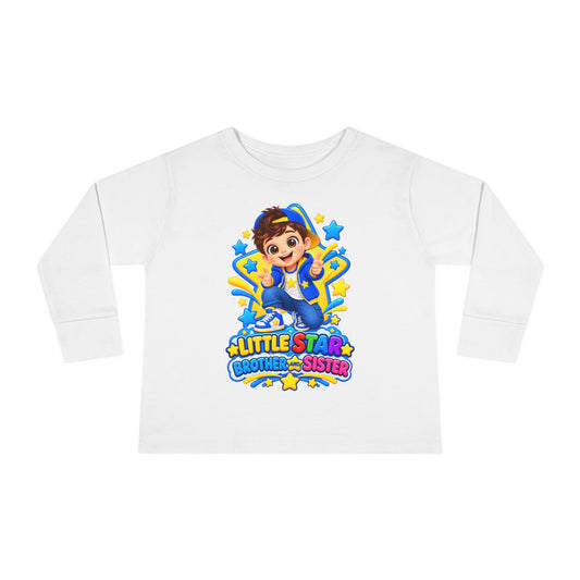 Toddler Long Sleeve Tee — "Little Star Brother & Sister" Cute Cartoon Kids Shirt
