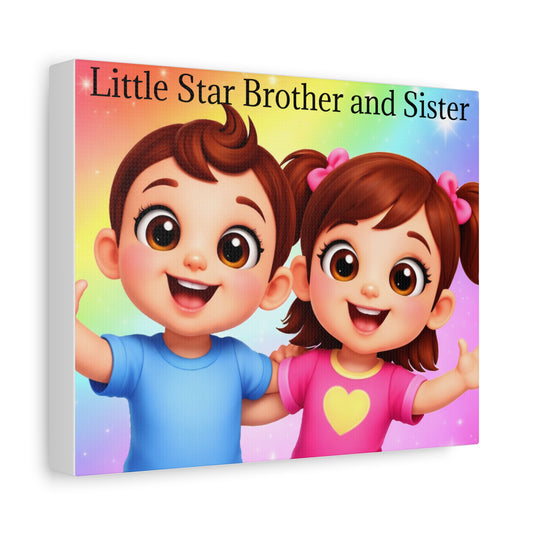 Canvas Print — "Little Star Brother and Sister" Kids Wall Art