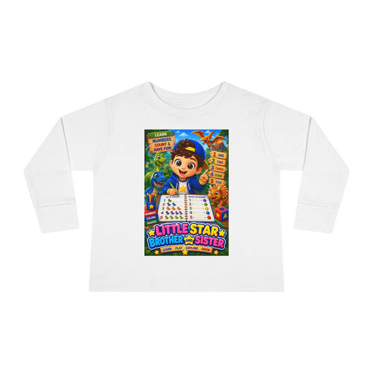 Toddler Long Sleeve Tee — "Little Star Brother & Sister" Colorful Kids Graphic Tee