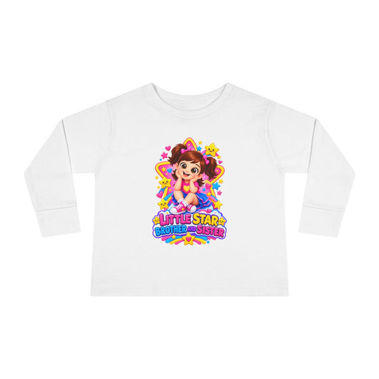 Toddler Long Sleeve Tee — "Little Star Big Sister" Cute Cartoon Girl Kids Shirt