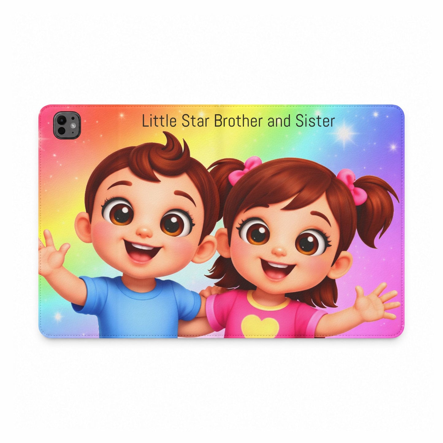 Kids Tablet Folio Case — "Little Star Brother and Sister" Cute Sibling Design