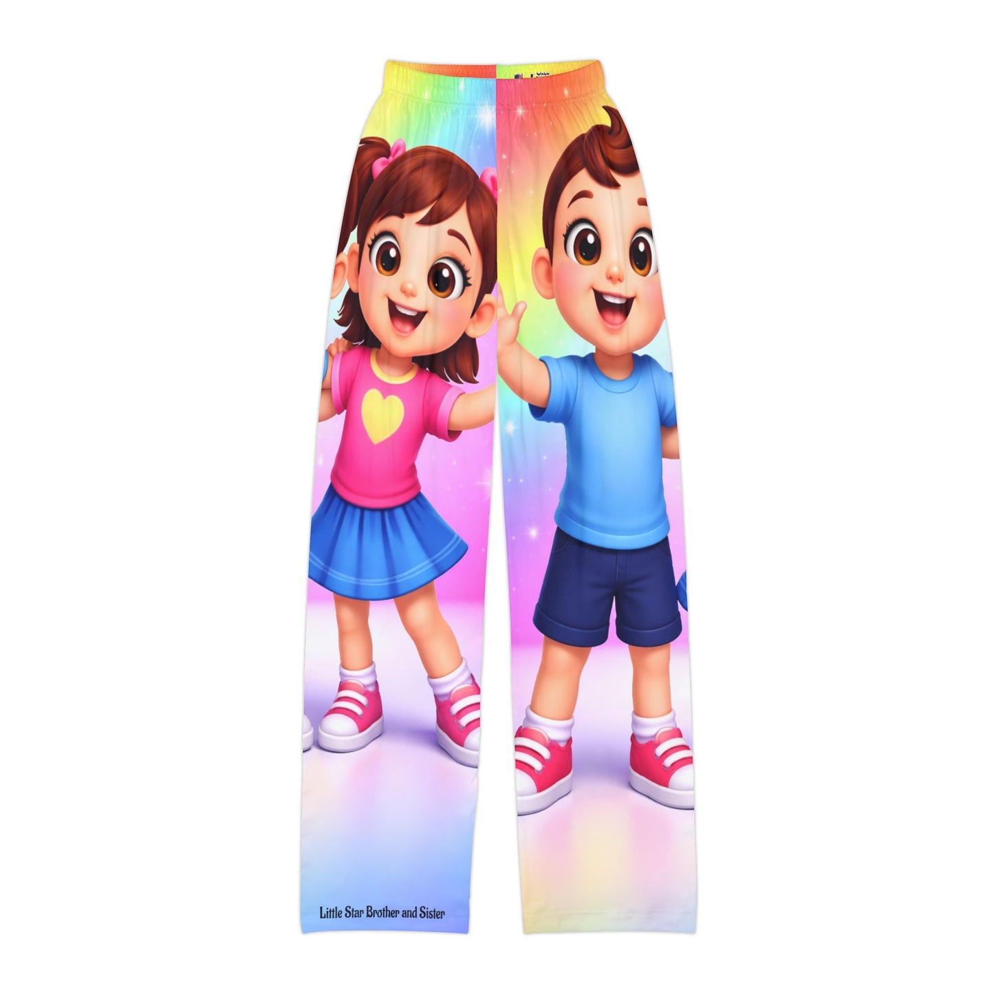 Kids Lounge Pants — Colorful Cartoon Brother & Sister Graphic Pajama Bottoms