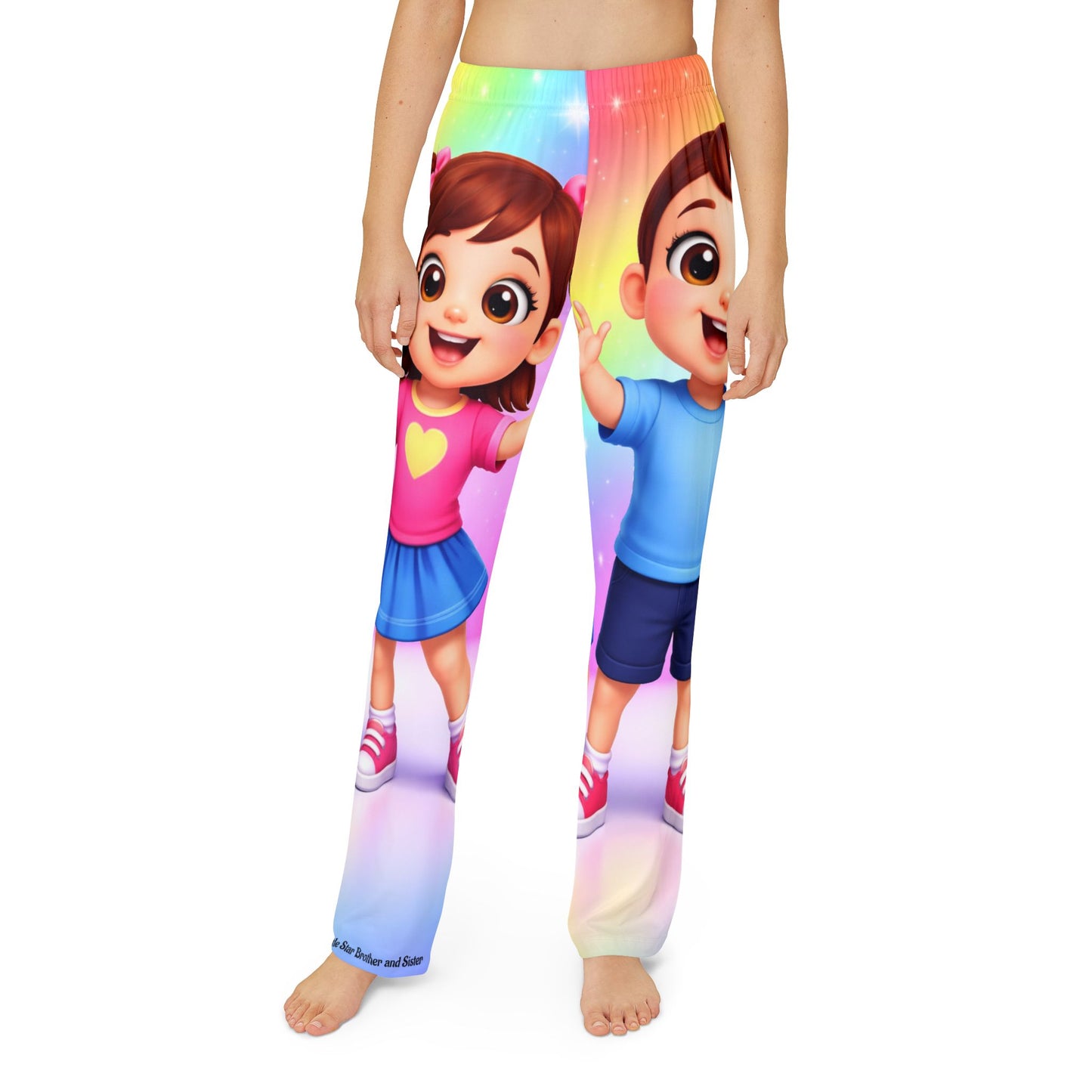 Kids Lounge Pants — Colorful Cartoon Brother & Sister Graphic Pajama Bottoms