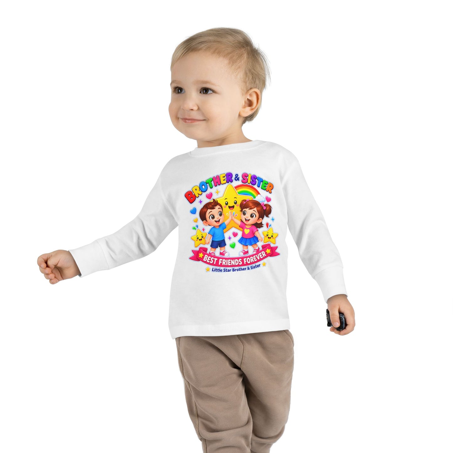 Brother & Sister Toddler Long Sleeve Tee — "Best Friends Forever" Sibling Shirt
