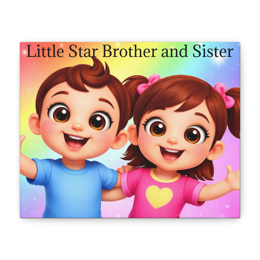Canvas Print — "Little Star Brother and Sister" Kids Wall Art