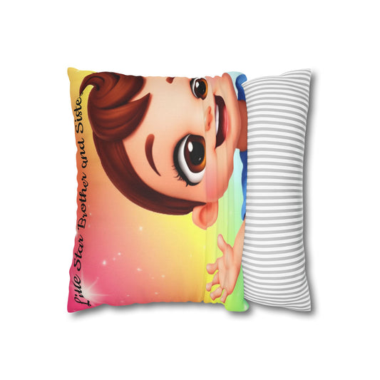 Kids Cartoon Pillowcase — "Little Star Brother and Sister" Cute Nursery Decorative Pillow
