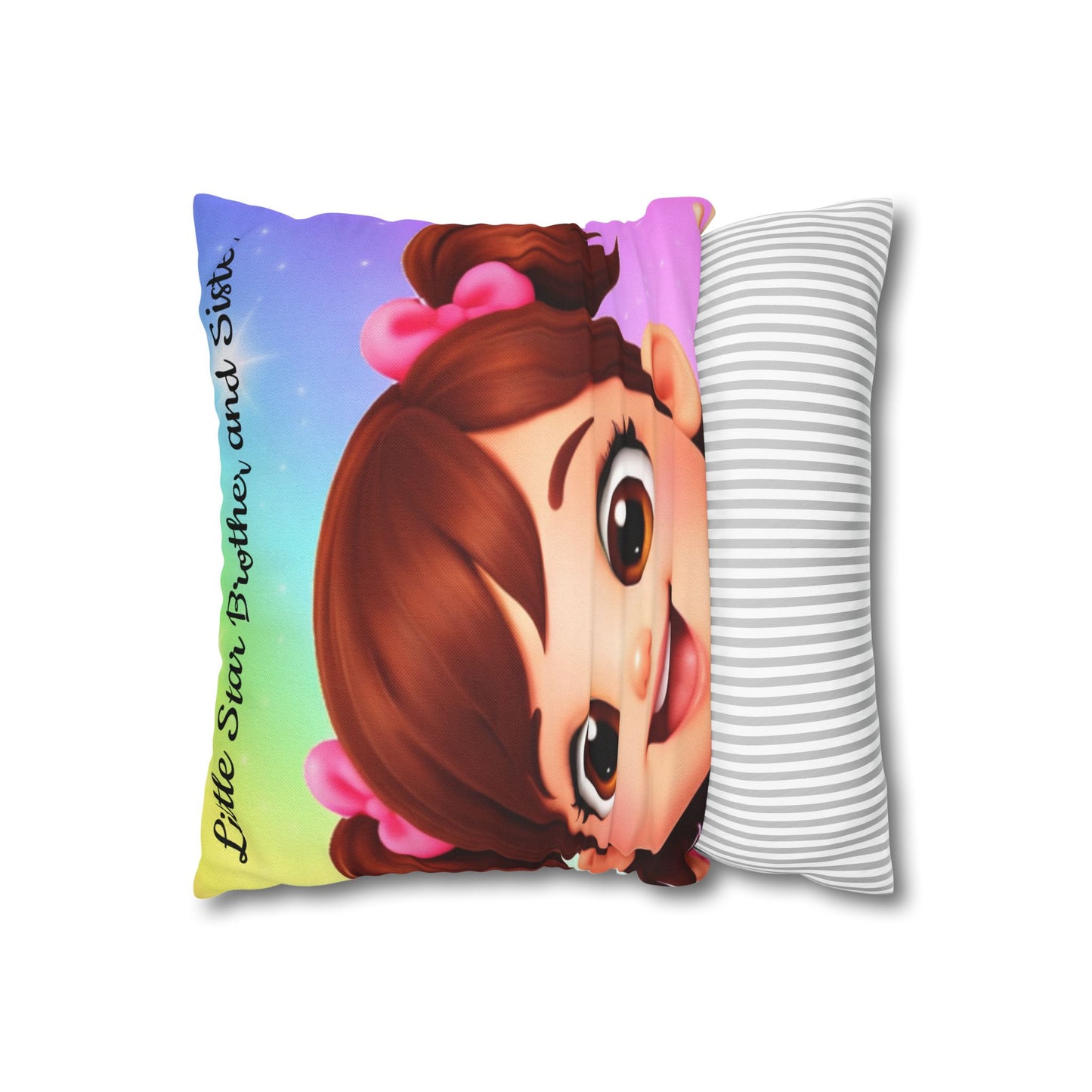 Kids Cartoon Pillowcase — "Little Star Brother and Sister" Cute Nursery Decorative Pillow