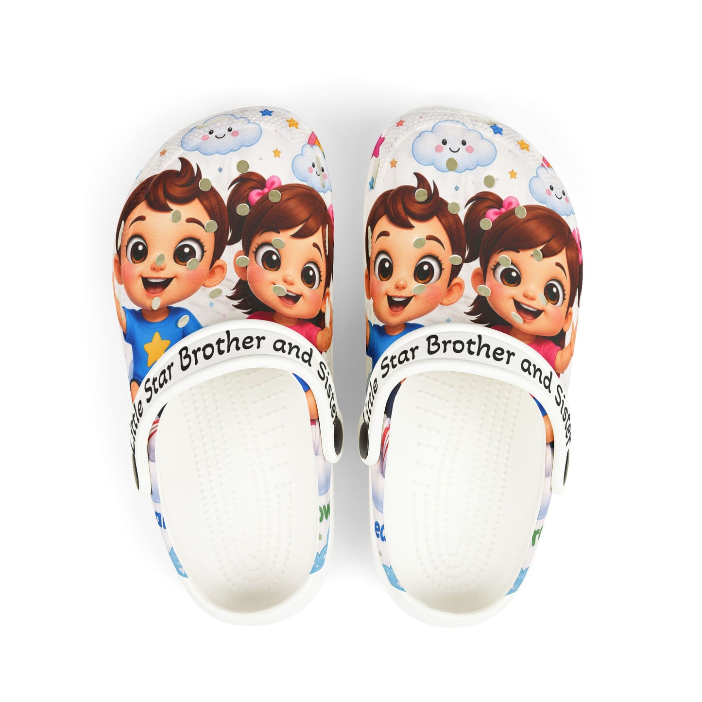 Kids' Cartoon Brother & Sister EVA Clogs — Cute Rainbow Cloud Slip-Ons