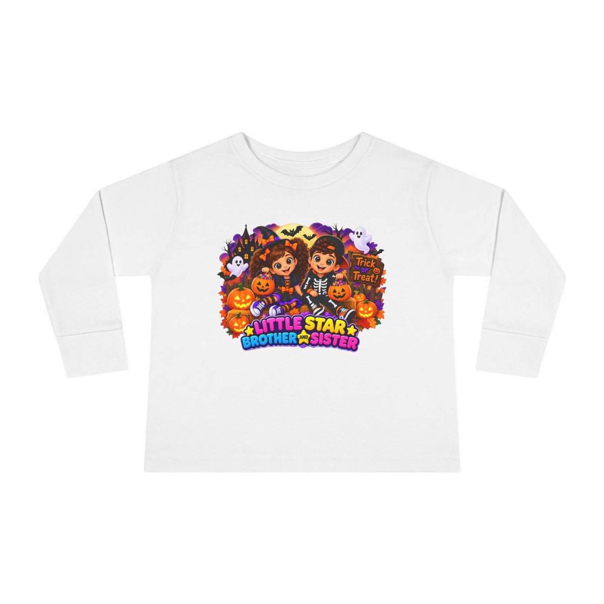 Toddler Long Sleeve Tee — 'Little Star Brother & Sister' Halloween Siblings Shirt