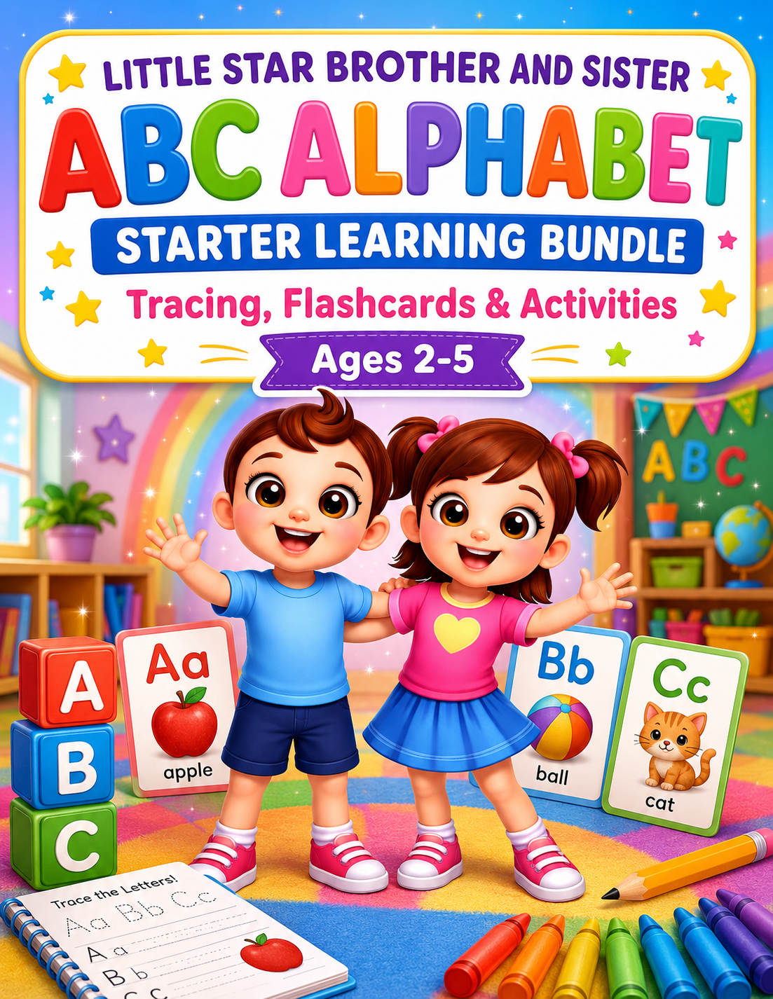 Little Star Brother and Sister: ABC Alphabet Starter Learning Bundle