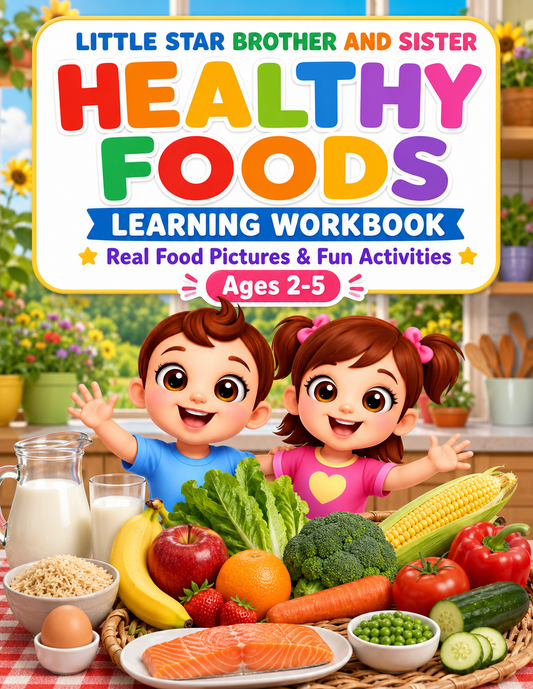 Little Star Brother and Sister: Healthy Foods Learning Workbook